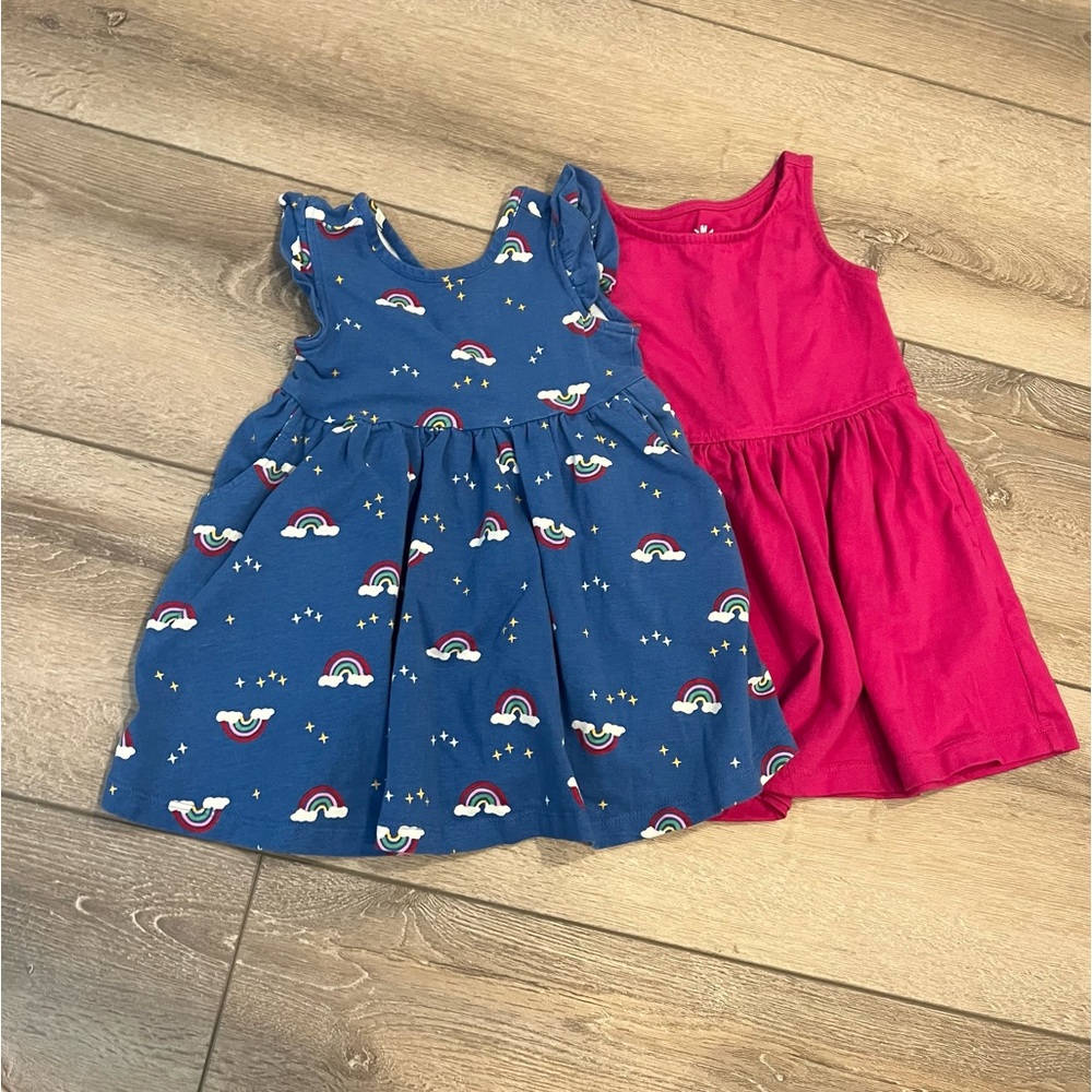 Two cotton summer twirling dresses with pockets, size 2t